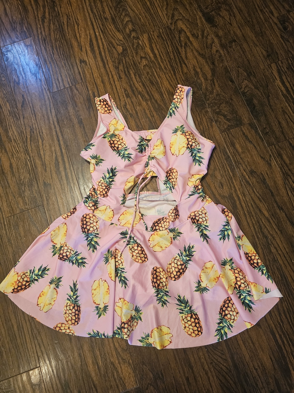 Pink Pineapple Print One-Piece Swim Dress